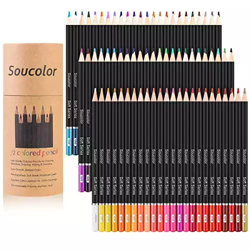 Castle Art Supplies 72 Colored Pencils Zipper-Case Set | Quality Soft Core  Colored Leads for Adult Artists, Professionals and Colorists | In Neat